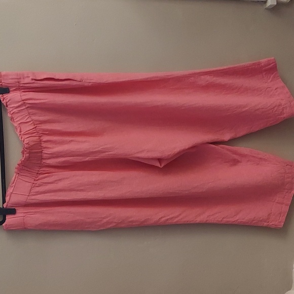 JONES NEW YORK Pink Plus Size Pull On Chambray Linen Capri Pants - Picture 9 of 11